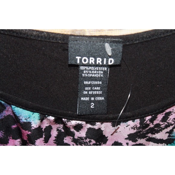 Torrid Animal Print Short Sleeved Top Multi Colored Plus Size 2 18/20 2X HW492 - Picture 10 of 16